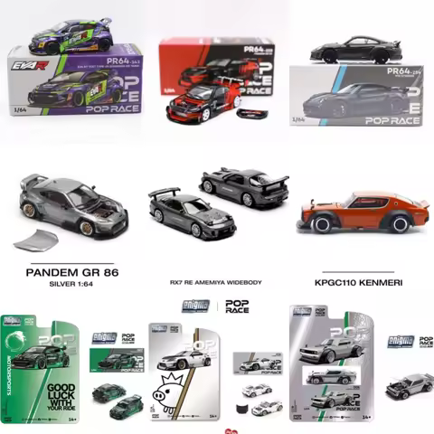 POP RACE 1:64 GR YARIS EVA Pandem GR86 STINGER GTR RX-7 RE Amemiya EVO IV V8 KENMERI Hakosuka Enigma