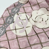 Chanel 香奈兒 粉色 山茶花 絲巾 大方巾 圍巾 披肩 90cm