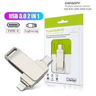 [HOT GFDYHGF 118 Type-C USB 3.0แฟลชไดร์ฟสำหรับอุปกรณ์อัจฉริยะอินเตอร์เฟซแบบ2 In 1ถึงฟ้าผ่า Usb3.0 32Gb 64Gb 128Gb 256Gb 512Gb 1TB Pendrives สำหรับที่ชาร์จยูเอสบีipad Iphone