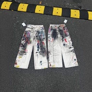 81YM AC 2025 Heavy Industry Wash Jeans Washed Distressed Colorful Graffiti Jeans Men Women Same Styl