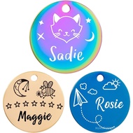 Pet Name Tags,Stainless Steel Custom Carved Dog tag, Cute Double-Sided Engraved cat Tags, Personaliz