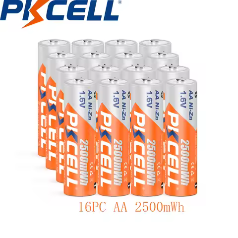 16PC PKCELL AA battery 2A 1.6V 2500MWH NIZN Batteries AA Rechargeable Battery Baterias Bateria for t
