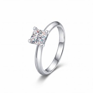XinLi Luxury Princess Cut Moissanite Ring S925 Silver 4-Prong Solitaire Fine Jewelry 1-2ct