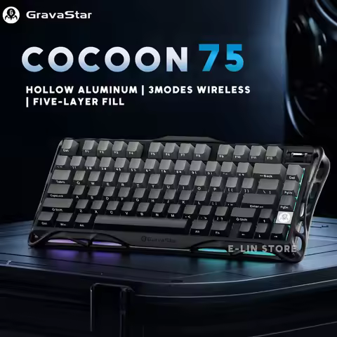 Gravastar Cocoon 75 Mercury K1 Gradient Black Aluminum Wireless Gaming Mechanical Keyboard Bluetooth