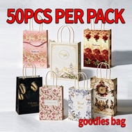 Beg Goodies 50pcs Beg Goodies Perkahwinan Beg Kertas Hadiah Dengan Pemegang Untuk Cenderamata Pengha