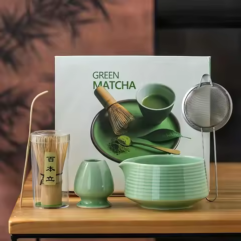 5pcs Matcha Whisking Set with Whisking Bowl, Tea Brush Holder- Matcha Tool Kit for Matcha Enthusiast