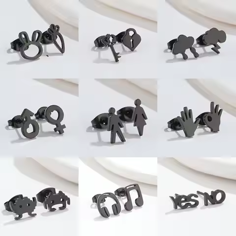 Fashion Stainless Steel Rabbit Carrot YES NO Earring for Women Multiple Asymmetry Ear Jewelry Girl K