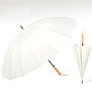 全城熱賣 - 16骨自動長桿傘文藝風直柄晴雨傘（白色）