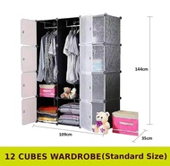 Cabinet 12 Cubes Black Stripes DIY Wardrobe Black Stripes (FOC: 2 hangers) Almari Baju
