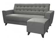 (FurnitureSG) 3 Seater Fabric Button Design Sofa with Stool