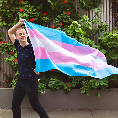 90x150cm Polyester Transgender Pride LGBT Trans Rainbow Flag
