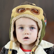 Kids Aviator Adorable Hat Fleece-lined Earmuffs Winter With Goggles Hat