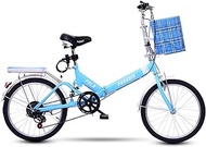 Fashionable Simplicity Folding Bike Mini Lightweight City Foldable Bicycle 20 Inch Compact Suspension Bike for Adult Men And Women Teens Student Office Worker Urban Environment (Color : Blue)