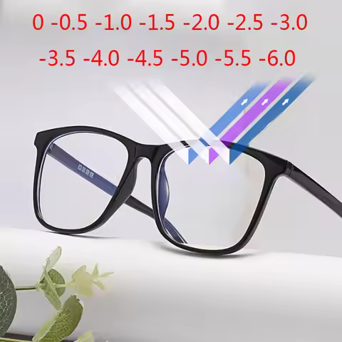 Super Light TR90 Eyeglasses Frame Unisex Glasses Computer Big Square Eyewear 0 -0.5 -1 -1.5 -2 -3 To