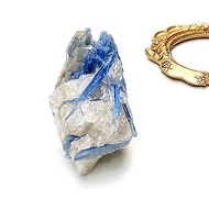 天然原礦小藍晶石共生白水晶及雲母 辦公室 居家 療癒 擺件