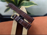 22mm 全人手製造 啡色鱷魚皮錶帶 真皮 brown genuine Alligator leather strap  handmade