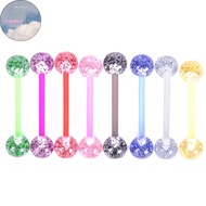 ZHEN 8PCS/Set Colorful Glitters Acrylic Barbell Ball Tongue Rings Piercing Jewelry SG