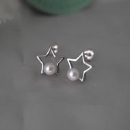 925 silver star sea pearl earrings Pearly Dolly Akoya pearls more than 5mm sparkling