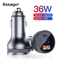 Essager 36W Mini USB Car Charger Quick Charge 3.0 Fast Charging Compatible with iPhone 12 11 Huawei