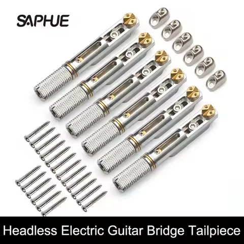 6pcs Single Headless Guitar Bridge Headless for 6-String Electric Guitar Single Fixed Brass Fan Brid