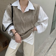 Arrival The Next Day [Thick Pound] Threaded Knitted Vest-Korean Version Lazy Boyfriend Style Versati