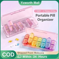Pill Organizer Pill Box For 7 Day Am & Pm / Medicine Organizer For Travel / Weekly Pill Box Organize