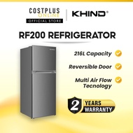 Khind Fridge Refrigerator 2 Door Peti Sejuk Peti Ais RF200 216L