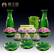 Dai Yutang Buddha Set Lotus Lamp Candlestick Incense Burner Tribute Cup Fruit Plate Plate Vase Pair Domestic Buddha Worship