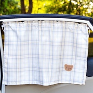 【Ready Stock】 Suction Cup Auto Abat Vent JK Plaid Cartoon Bear Sunshade Car Sunshade Women's Car Cur