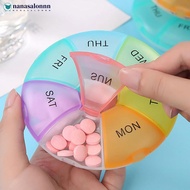 NANASALONNN Round Pill Case Plastic 7 Days Weekly Tablet Box Portable Tablet Storage Holder Travel P