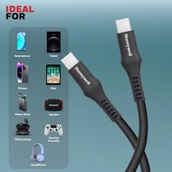 Honeywell USB Type C to Type C Cable, 4 Feet (1.2M), PD 60W, QC 3.0, Fast Charging, Nylon Braided Ca