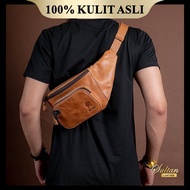 Tas Selempang Pria 100% Kulit Sapi Asli Original Branded Reven Zeus