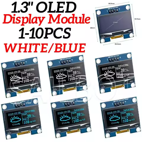 1-10PCS 1.3" OLED Display Module White/Blue Color Drive Chip SH1106 128X64 1.3 inch OLED LCD LED IIC