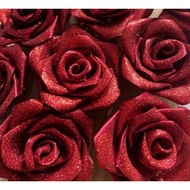 MAWAR 4CM GLITTER SATIN RIBBON FLOWERS 4CM SATIN RIBBON/S GLITTER SATIN FLOWERS SATIN ROSE FLOWERS