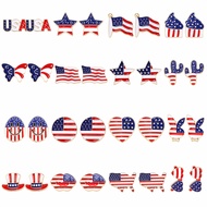16Pairs Patriotic Earrings 4th of July American Flag Earrings for Women Enamel Heart Star Butterfly