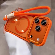 Luxury 3IN1 Lanyard Lens Holder Transparent Mobile Phone Case Is Suitable for the Solid Color Bumper