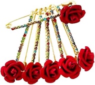 Rose Shape Multicolour Safety Pin/Saree Pin Set of 6 (6 Pcs)