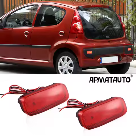 Red LED Rear Bumper Reflector Brake Stop Tail Light Lamps For Citroen C1 C5 Peugeot 107 206 607 Expe
