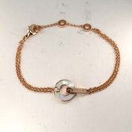 BVLGARI 18K玫瑰金鑽石白貝母玫瑰金BVLGARIBVLGARI銅錢單鑽手鏈18K//手鍊／手環