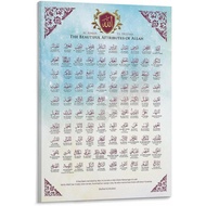 99 Names of Allah Poster with Meaning Islamic Wall Art Canvas for Bedroom Living Room Decor 16x24inc
