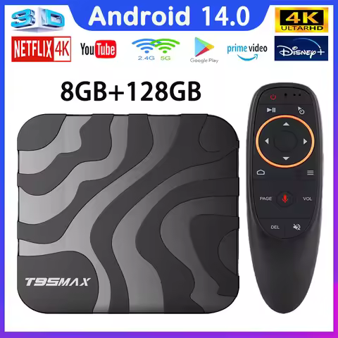 T95 Max Android 14 TV Box 8GB 128GB H618 Set Top Box Quad Core Dual Wifi 2.4G&5G 6K Smart Google Voi