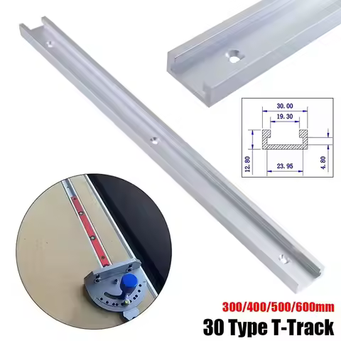 1Pcs Slide Guide Rail T-Track Aluminium Alloy T Slider Fixture Slot Slide T-Slot Track 30 Type 300-6