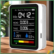 5 In 1 Formaldehyde Monitor Digital Display Temperature Humidity Monitor USB Rechargeable CO 2 Air Q