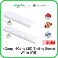 Schneider Electric AvatarOn Extend- 4Gang or 6Gang (3m) LED Trailing Socket
