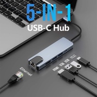 5-in-1 USB C HUB 3.0 Type C Docking Station Splitter to 4K HDMI RJ45 Ethernet LAN USB 3.1 PD Charging Multi Port HUB