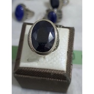 Cincin lelaki lapis lazuli asli bertatah 925 perak