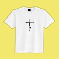 十字架 FAITH 基督教 教會 文創 衣服 T恤 白T 童裝 純棉 涼感衣