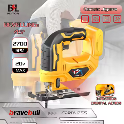 NO Battery Bravebull Brushless Electric Jigsaw 3 Gears Cordless Jig Saw Multifunction Wood cutting T