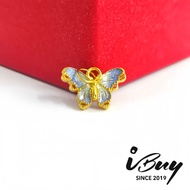 IBUY 999 Gold Light Blue Blossom Butterfly Fairy Pendant 0.24G 24K (999) 足金999花仙金蝶