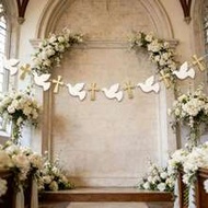 1 Set Sequin And Dove Cross DIY Decorative Hanging Curtain, Easy To Hang, Suitable For Communion, Ba